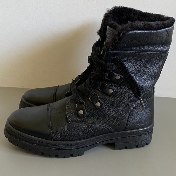 Women's Black Fur-Lined Ankle Boots - Picture 4 of 16